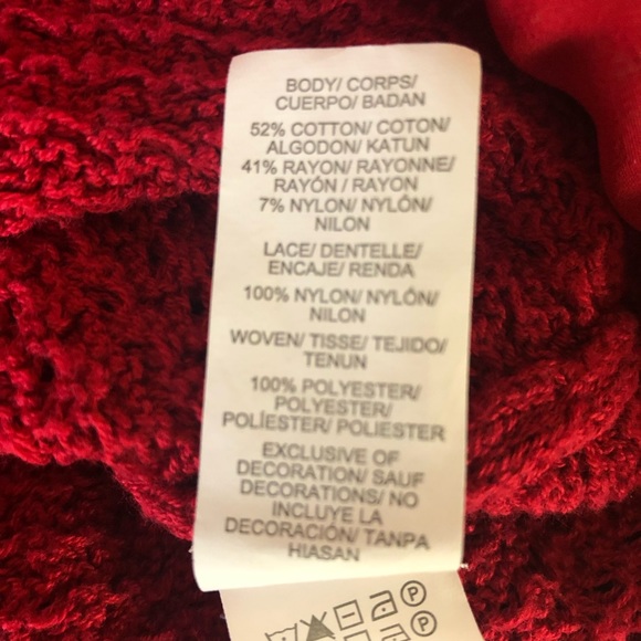 Women's Lucky Brand bright red sweater with chevron pattern knit. Size medium - Picture 12 of 16